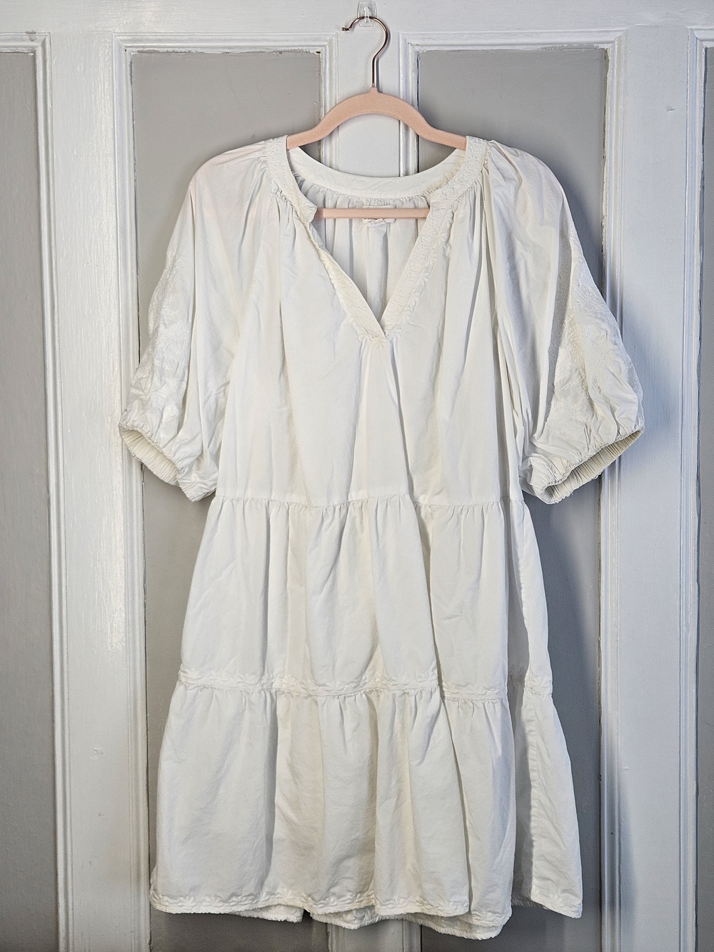 Velvet by Graham & Spencer White Tiered Lined Dress Sz M